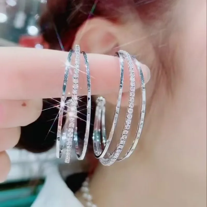 Stylish tassel earrings female personality super fairy diamond set long earrings