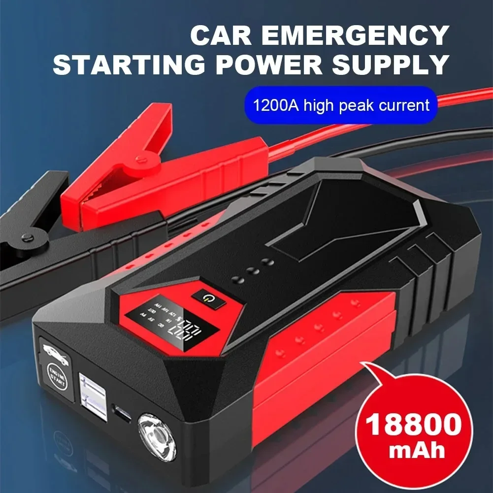 

Car Jump Starter 18800mAh Petrol Diesel Car Battery Charger with LED Light Auto Battery Booster Buster 1200A Starting Device 12V