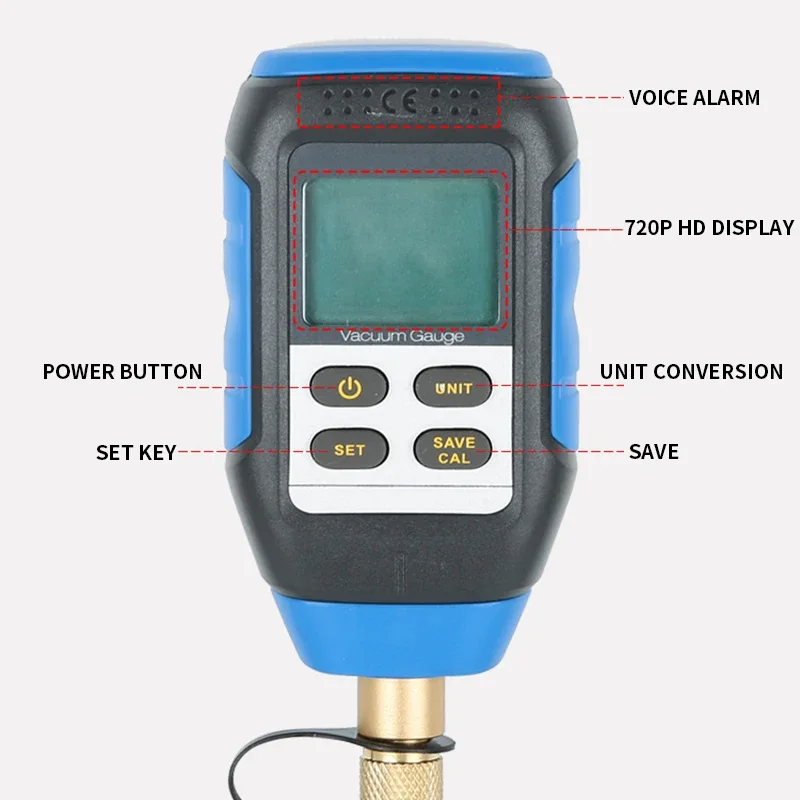 Value VMV-1 Intelligent digital vacuum gauge Laboratory refrigeration system vacuum inspection vacuum gauge 0-10000P