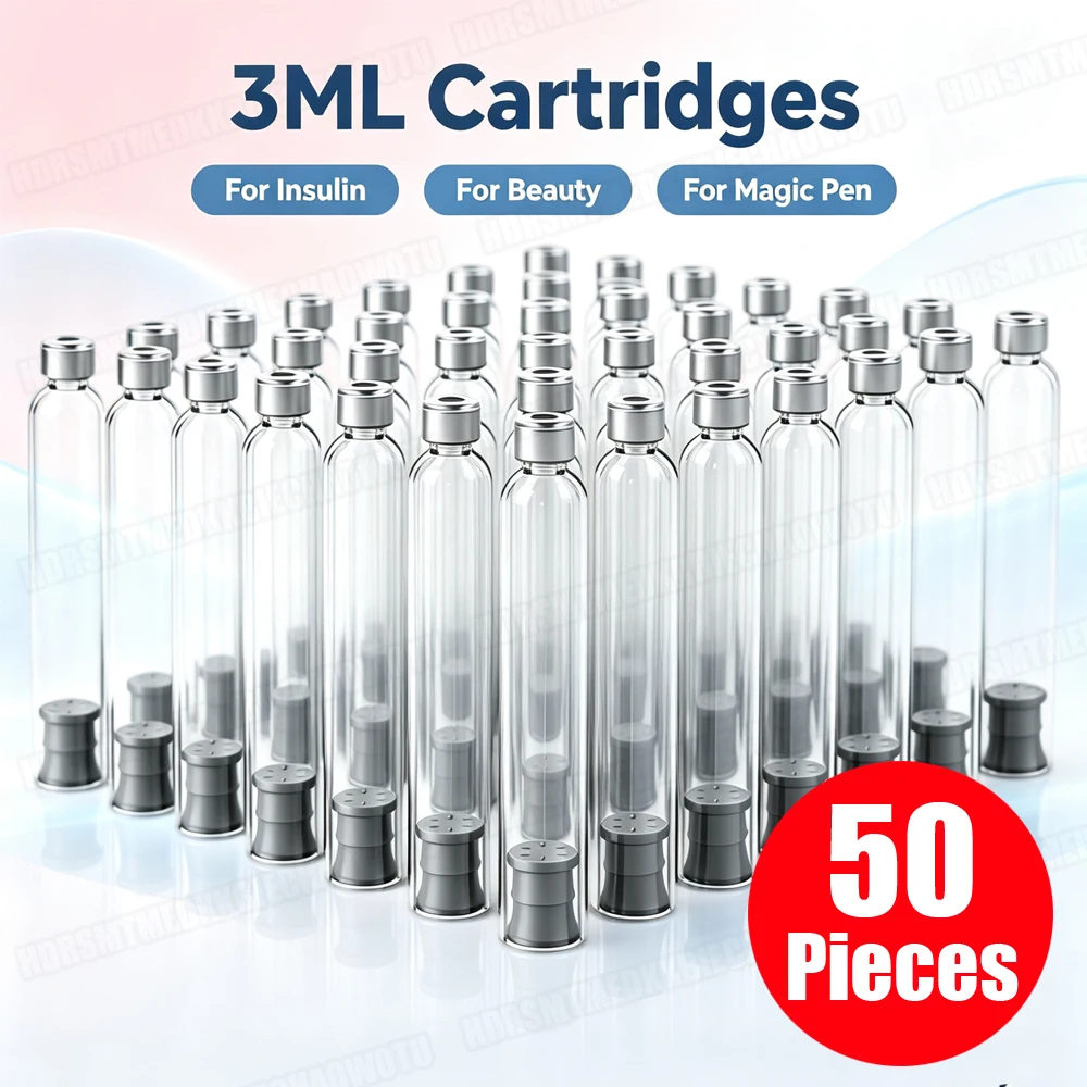 50Pieces Disposable 3ml Insulin Cartridges for Facial Care Beauty Injection Pen Sterile Wrinkle Remover Pens Magic Pen Sleeve