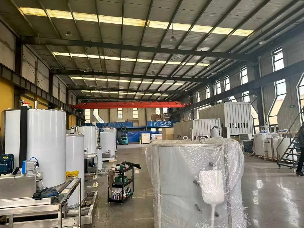 Custom 10 Ton Stainless Steel Flake Ice Machine,Water Cooling Flake Maker with Ice Storage for Manufacturing Plants Use