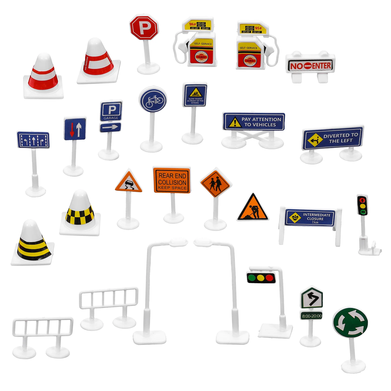 28 Pcs Children's Traffic Signs Road Toys Mini Cones Street Early Education For Kids