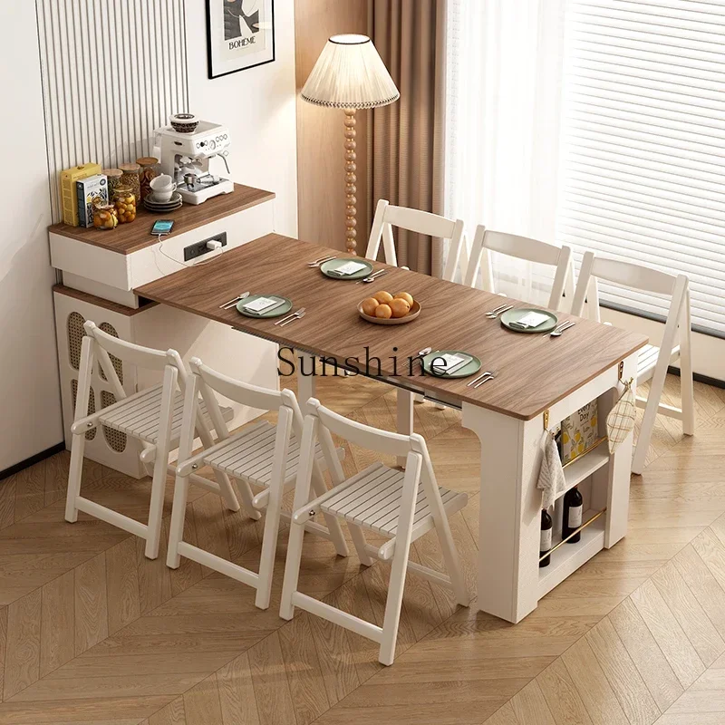 

Cream Wind Island Dining Table Integrated Household Retractable Dining Table and Chairs