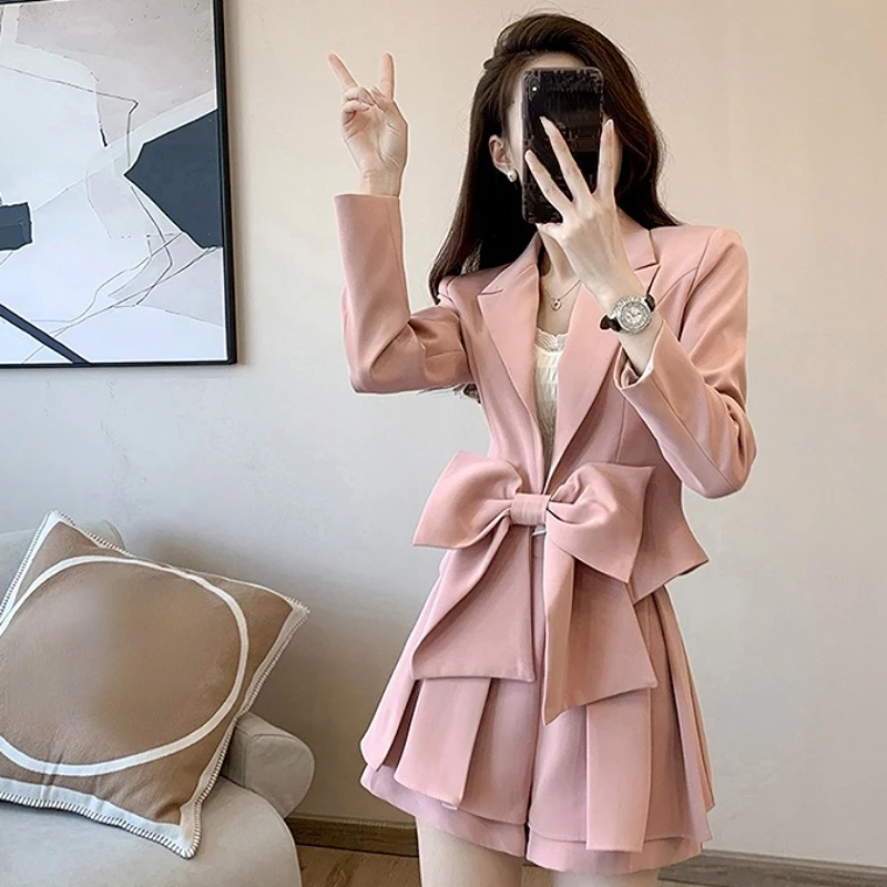 Pink Blazer Suit 2 Piece Outfits 2024 Women\'s Matching Sets Summer Sexy Skirts Skirt Korean Set Two Fashion Pieces Women