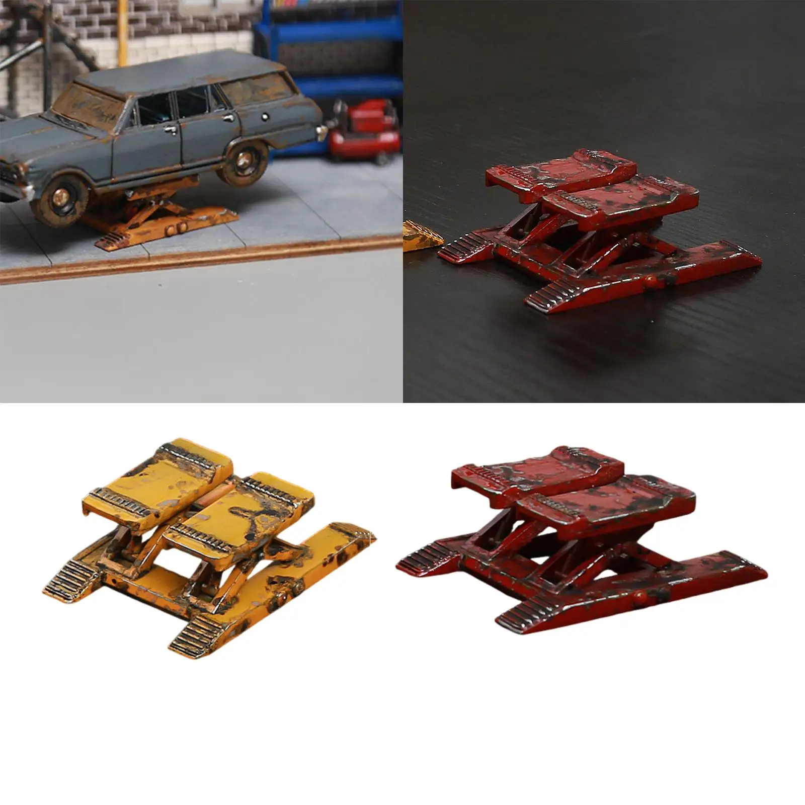 1/64 Car Garage Lifter Sand Table Decoration,DIY Car Repair Shop Scene Photography Props,Realistic Accessory Miniature Car Lift