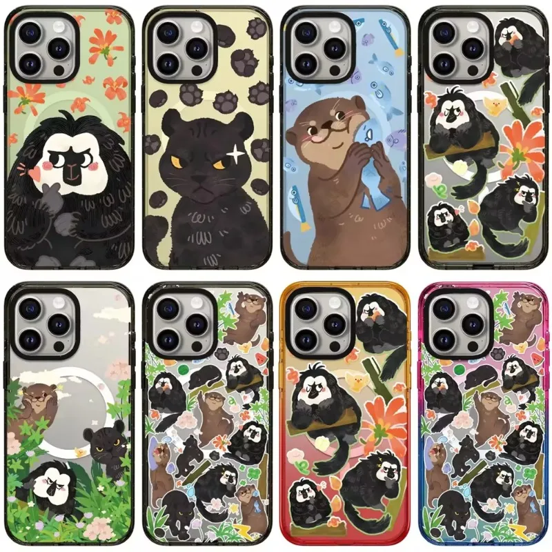 

Cute Cartoon Animal 2.5 Acrylic Black Border Phone Case Cover for IPhone 12 13 14 15 Pro Max Case