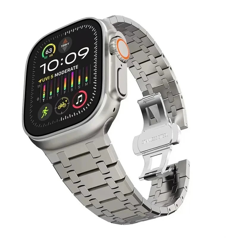 

Luxury Metal Strap for Apple Watch Band Ultra 2 49mm 46mm 45mm 44mm 42mm Stainless Steel Bracelet IWatch 10 9 8 7 6 SE 5 Correa