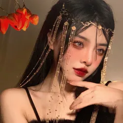 Luxury Wedding Headpiece Gold Color Bridal Head Chain Tiara Hair Jewelry for Women Rhinestone Forehead Headband Accessories Gift