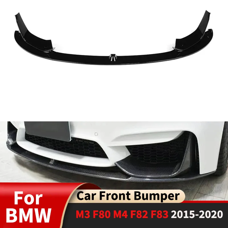 For BMW M3 F80 M4 F82 F83 2015-2020 4 PCS MP Style Car Front Bumper Lip Splitter+Side Splitter Corner Body Kit Accessories