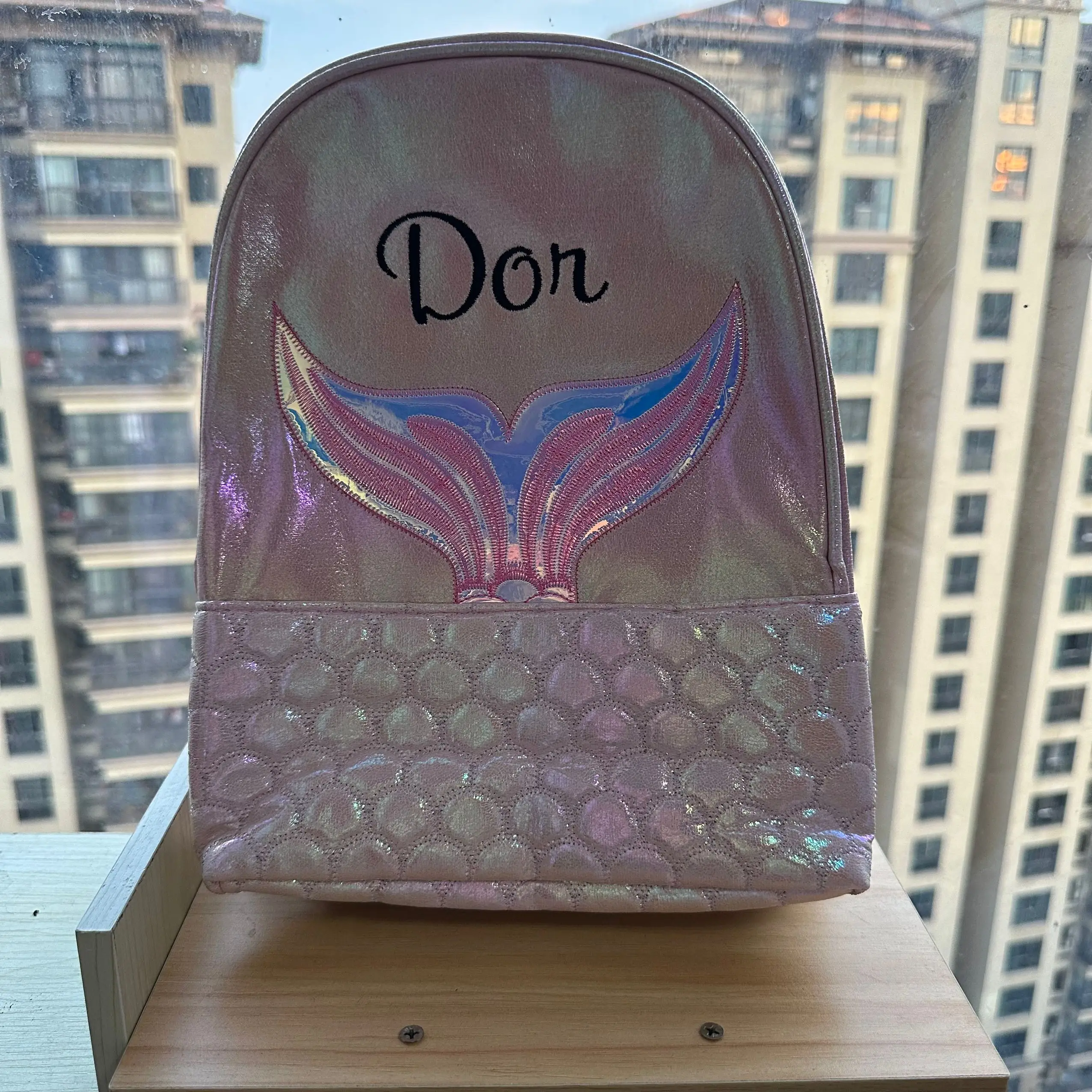 Mochila de PU de sirena personalizada para estudiantes, de gran capacidad para niñas mochila escolar, bolsas de regalo de cumpleaños con nombre personalizado, nueva