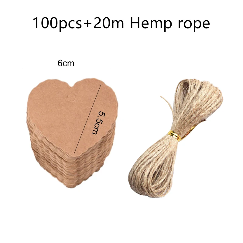 50/100 Stück leere Hängeetiketten aus Kraftpapier mit Löchern aus Hanfseil, verstellbare Seillänge, handgeschriebene Karte, Party-Geschenke, Etiketten TMZ – Detail 12