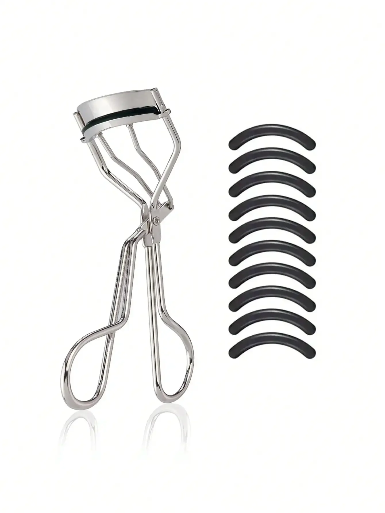 1 Stainless Steel Eyelash Curler + 10 Black Silicone Pads - Curl Eyelashes For Perfect Eyelashes - Gentle - Includes Replacement Pads Makeup Tools, Beauty And Health, Mother's Day Gift,Makeup,Cheap,Room Decor,Vanity,Travel,Bedroom,Makeup Accessories,Eyela