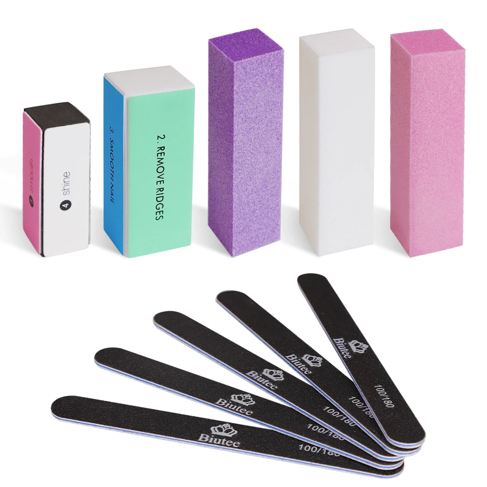 

10pcs lot Double-sided Mini Nail File Blocks Colorful Sponge Nail Polish Sanding Buffer Strips Polishing Manicure Tools