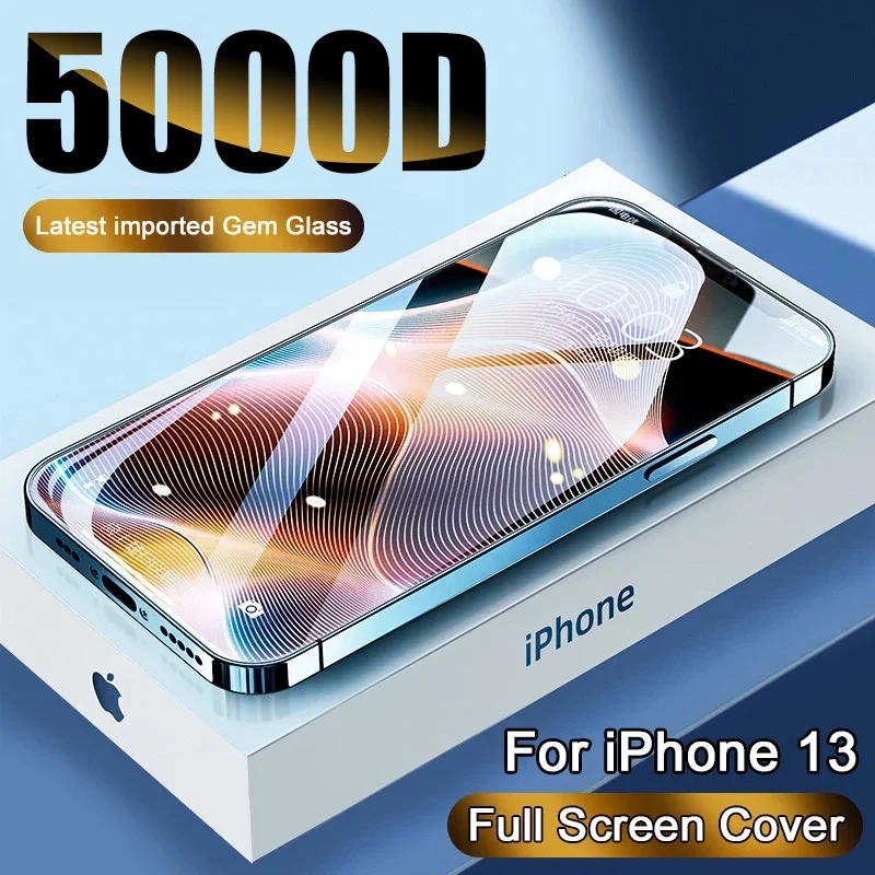 5000D Full Cover Protective Glass For iPhone 11 12 13 Pro Max XS Max X XR Screen Protector On iPhone 13 Pro XR 6 7 8 Plus Glass