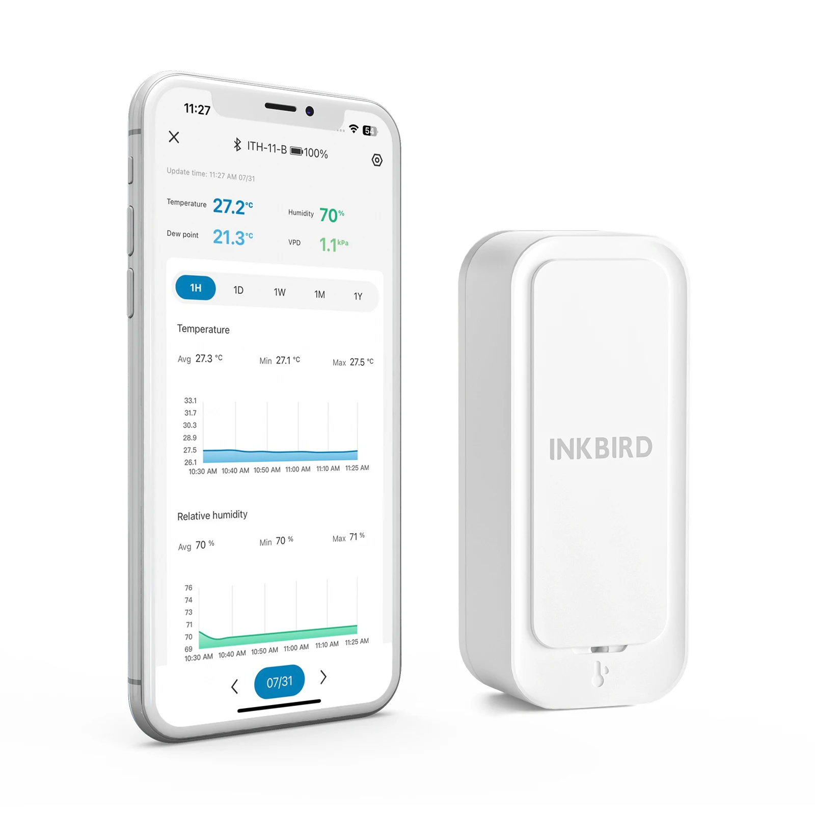 

INKBIRD ITH-11-B Bluetooth Thermo-hygrometer IP65 Waterproof Lightweight Smart Temperature Humidity Sensor for Indoor Outdoor