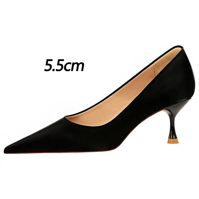 BIGTREE Shoes Kitten Heels 5.5 Cm Women Pumps Stiletto Heels Ladies Shoes Wild Occupational OL Office Shoes High Heels Size 43