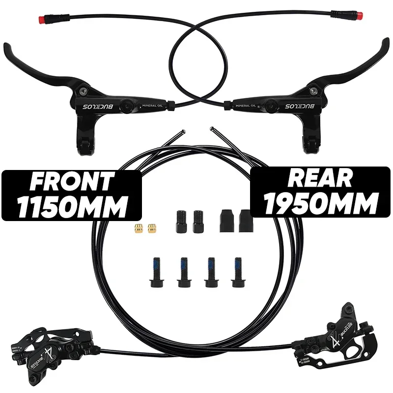 BUCKLOS Power Off Bike Brake 4-zuiger E-Bike hydraulische rem 1150mm 1950mm MTB racefiets schijfrem voor elektrische scooter fiets