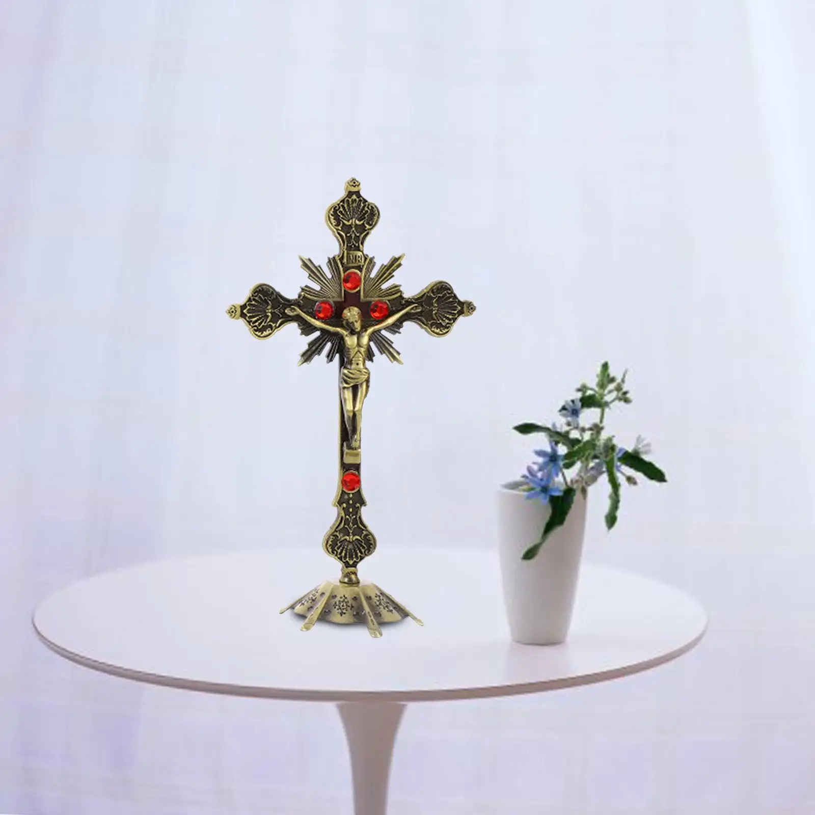 Church Relics Figurines Crucifix Jesus Christ On The Stand Cross Wall Crucifix Antique Home Chapel Decoration Prayer Crosses