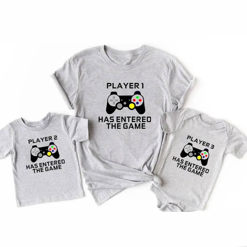 Funny Player 1 2 3 Family T-shirt Mother Father Daughter Son Family Matching Outfits