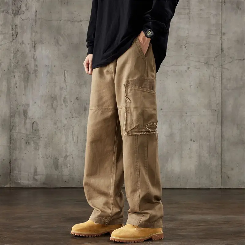 2024 New Loose Vintage Casual Pants for Men Autumn and Winter Straight Workwear Trousers