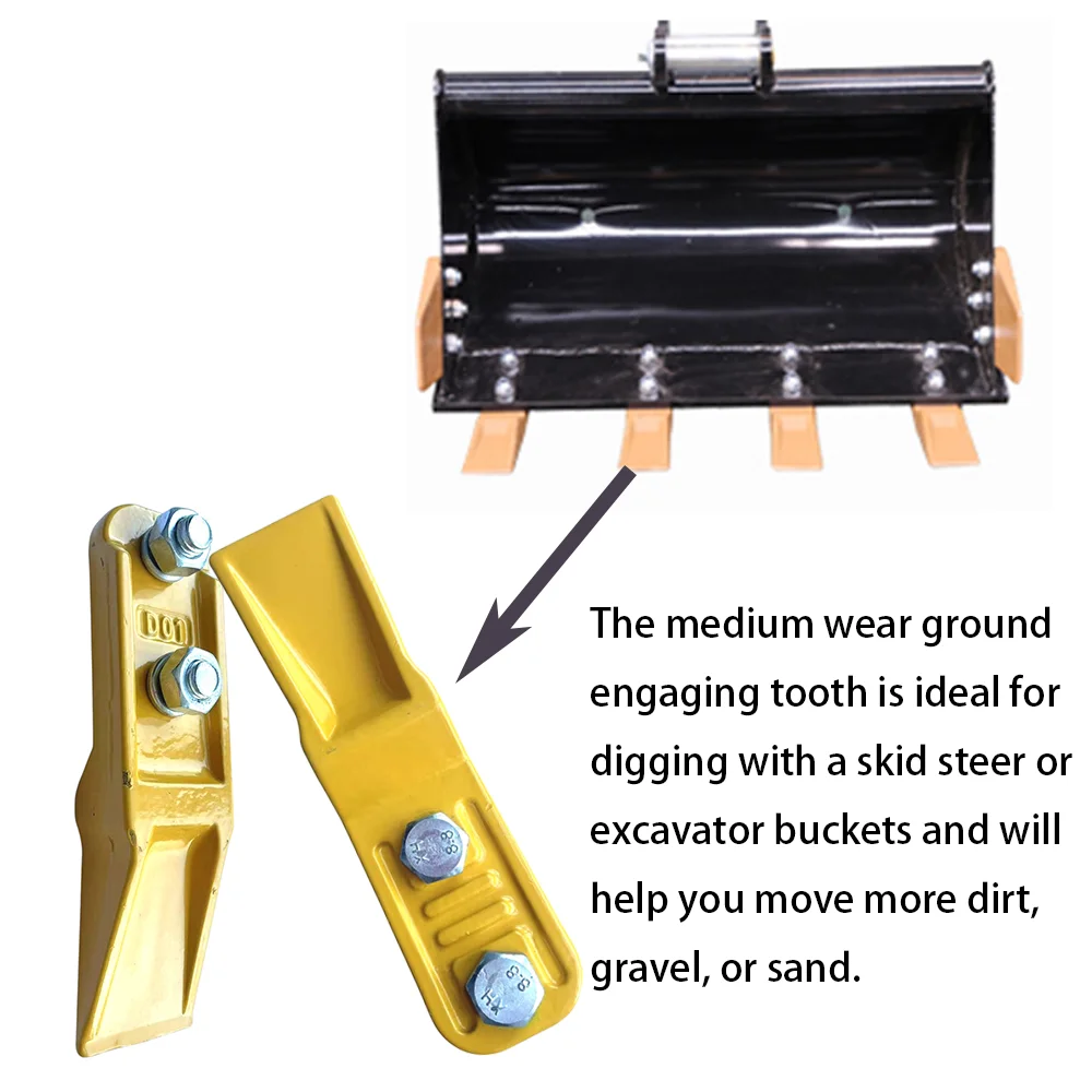 Denti della benna da 2 pezzi per parti metalliche della benna del camion dell'escavatore idraulico con bulloni e dadi