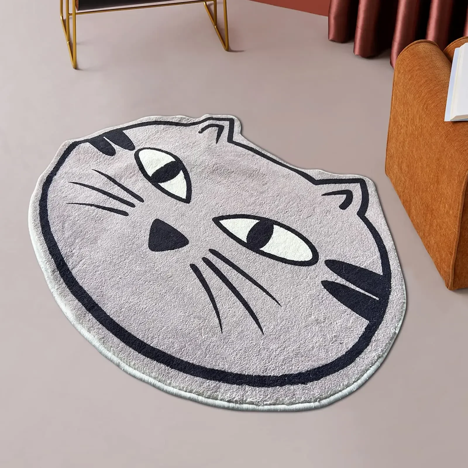 Cute Cartoon Cat Animal Shape Plush Rugs Bedroom Comfortable Home Decor Door Mat Interesting