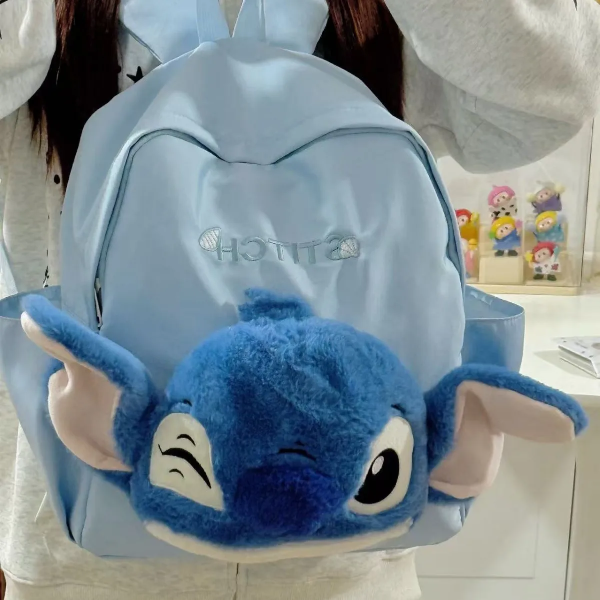 حقيبة ظهر كارتون ستيتش أنيمي من القطيفة مقاومة للماء وخفيفة الوزن حقيبة سفر للمدرسة والكلية والتسوق على الشاطئ