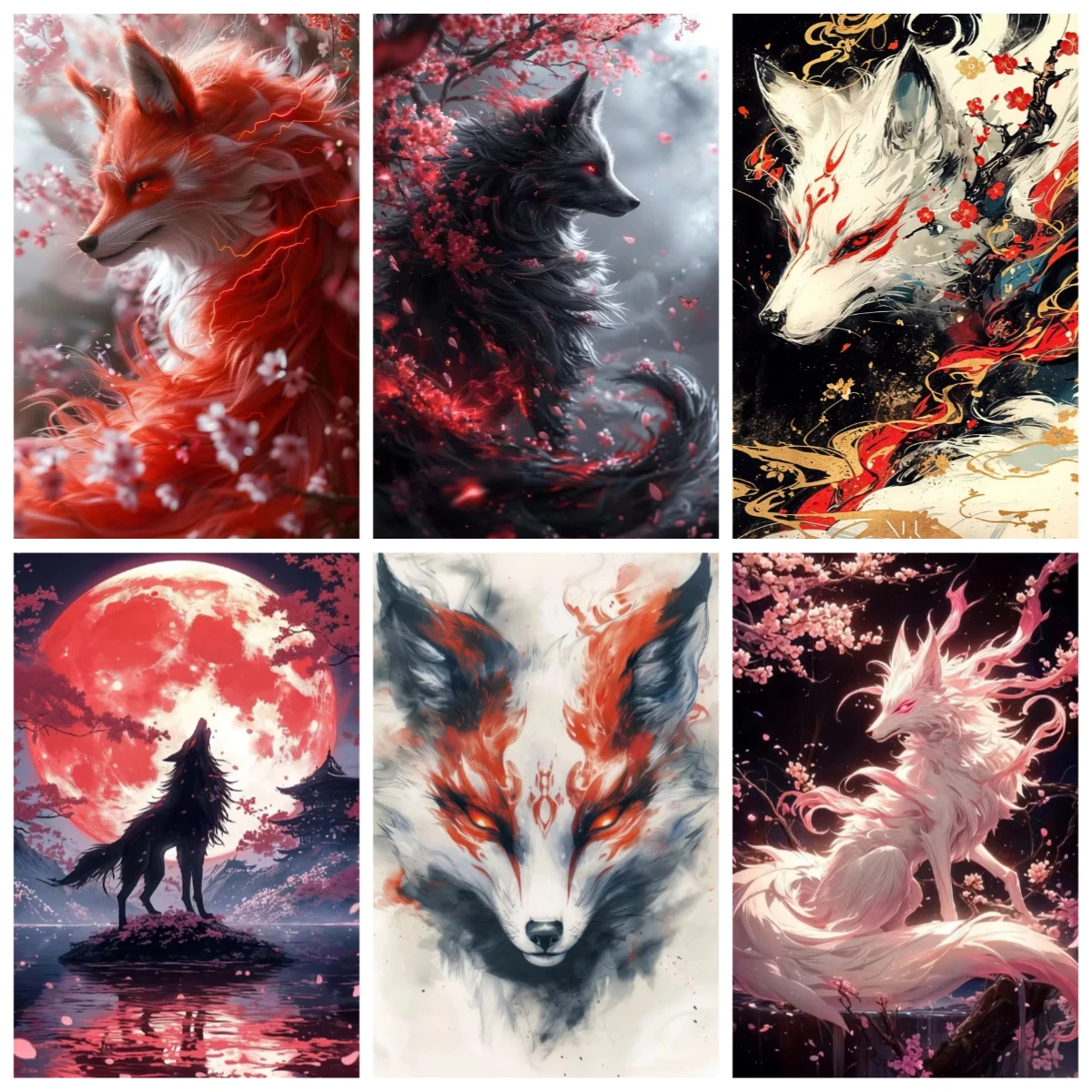 

Mythical Animal Red Fox Wolf 500/1000/1200/2000PCS Jigsaw Puzzles Family Activity Games for Gameroom Bedroom Home Decor Gift