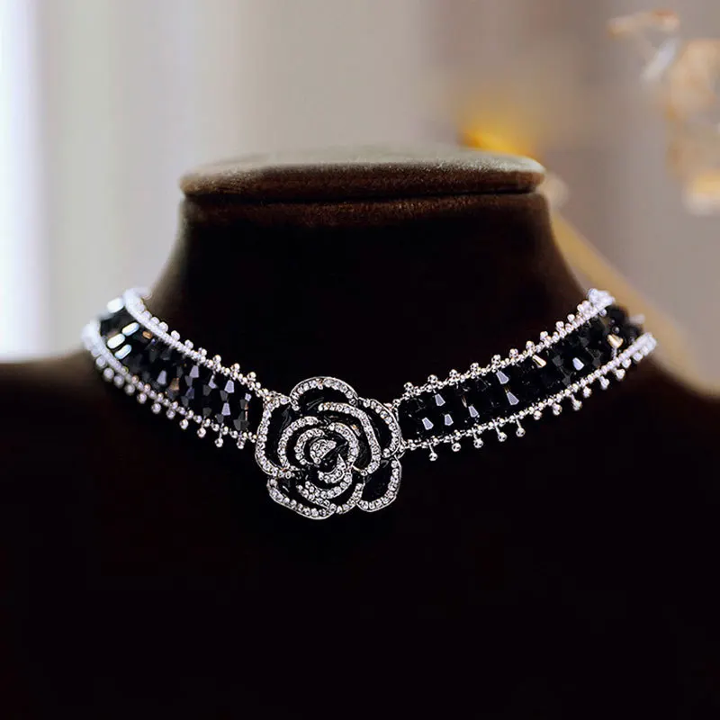 قلادة كاميليا الكلاسيكية للنساء ، مجوهرات فاخرة ، سلسلة طوق ، أساور كريستال المياه ، موضة جديدة