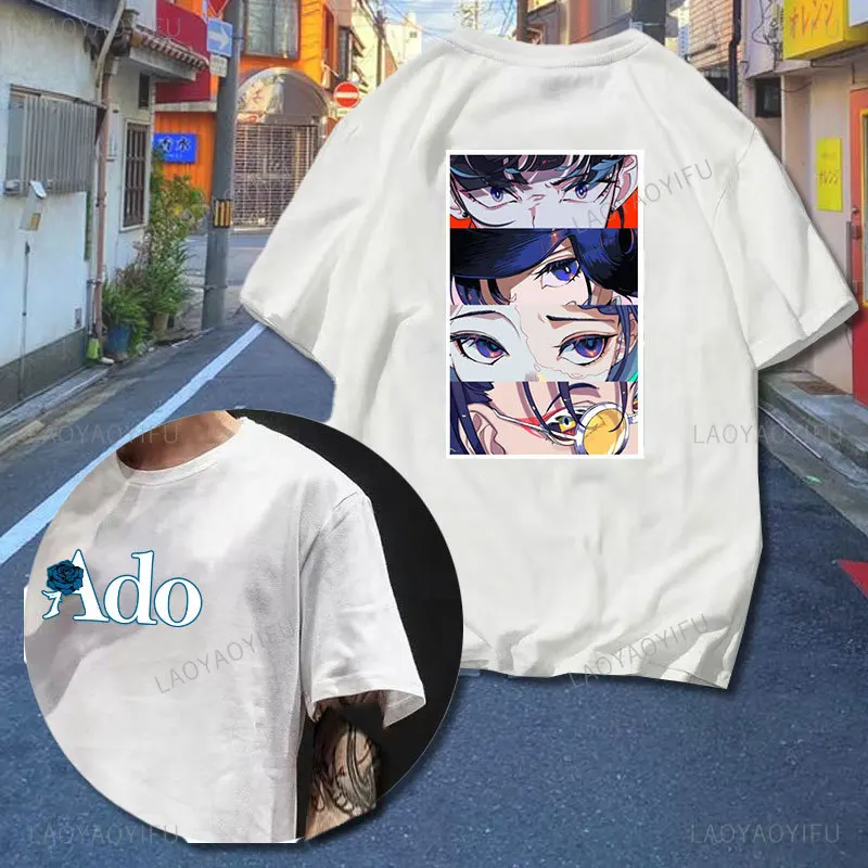 Hip-hop Ado Singer T-shirts Kyogen Album Merch Summer Women Men Fashion Casual Cotton Short Sleeve Tee Streetwear Top Shirts