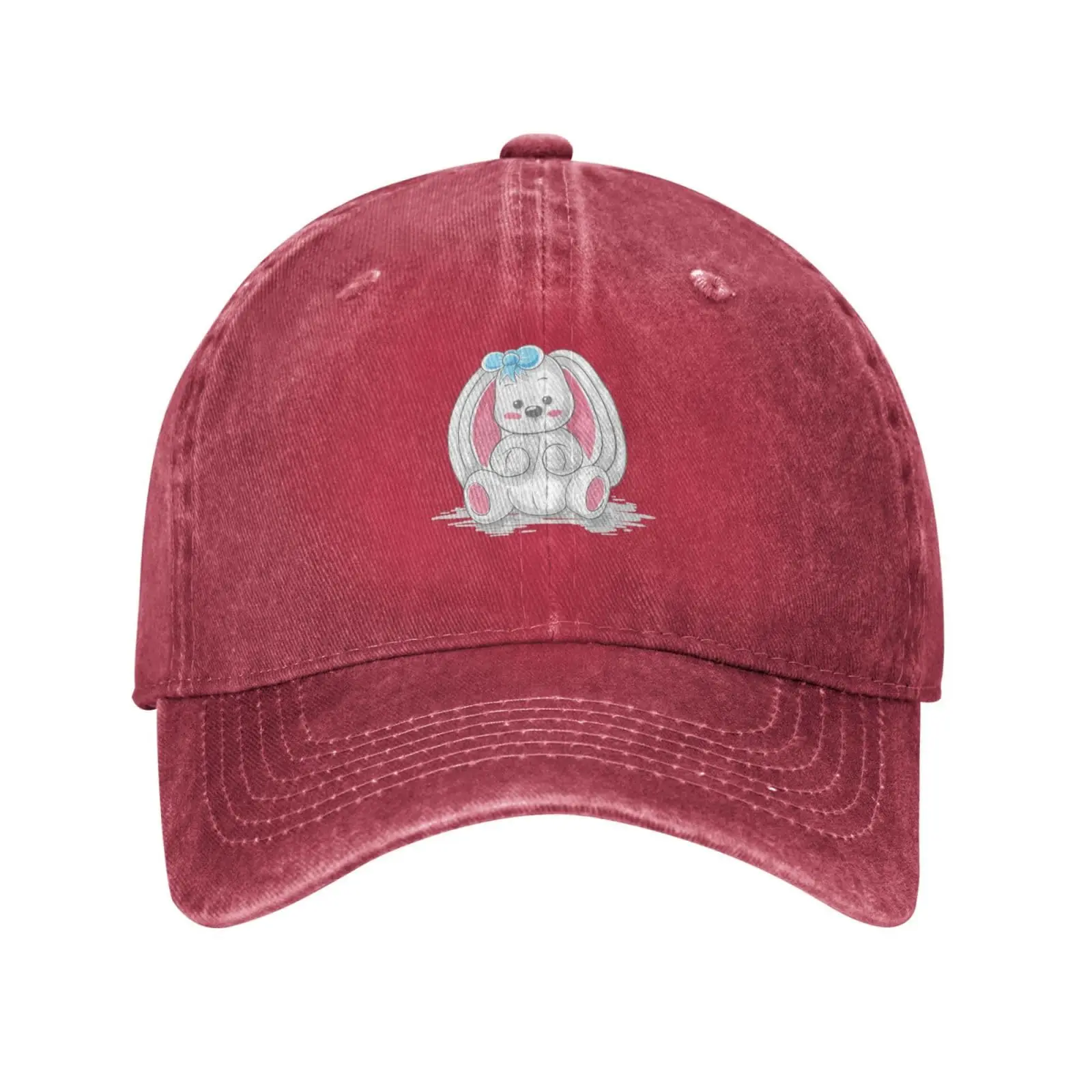 

Cute Rabbit Baseball Cap for Men Women Denim Hat Washed Cotton Fashion Cap Unisex Adjustable Sports Outdoor Streetwear