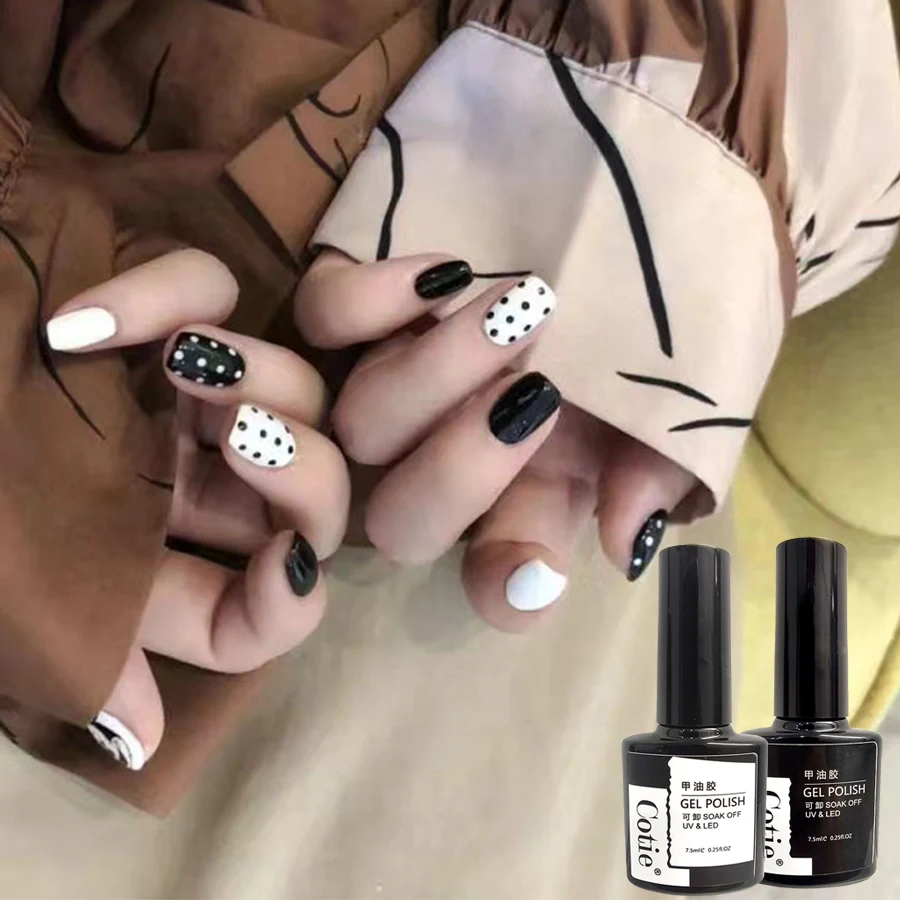

1 шт., Y2K Гель-лак для ногтей, удаляемый замачиванием, УФ и технические характеристики, салон «сделай сам», домашний дизайн ногтей для девочек, подходит для ежедневного праздника, цвет черный, белый, 7,5 мл