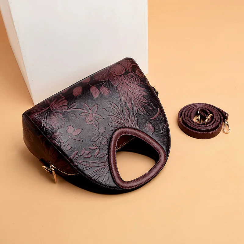 New Chinese Style For Mothers, 2024 New Crossbody Hand-Held Embossed Women's Bag, Grand And High-End, Middle-Aged Mother's Bag