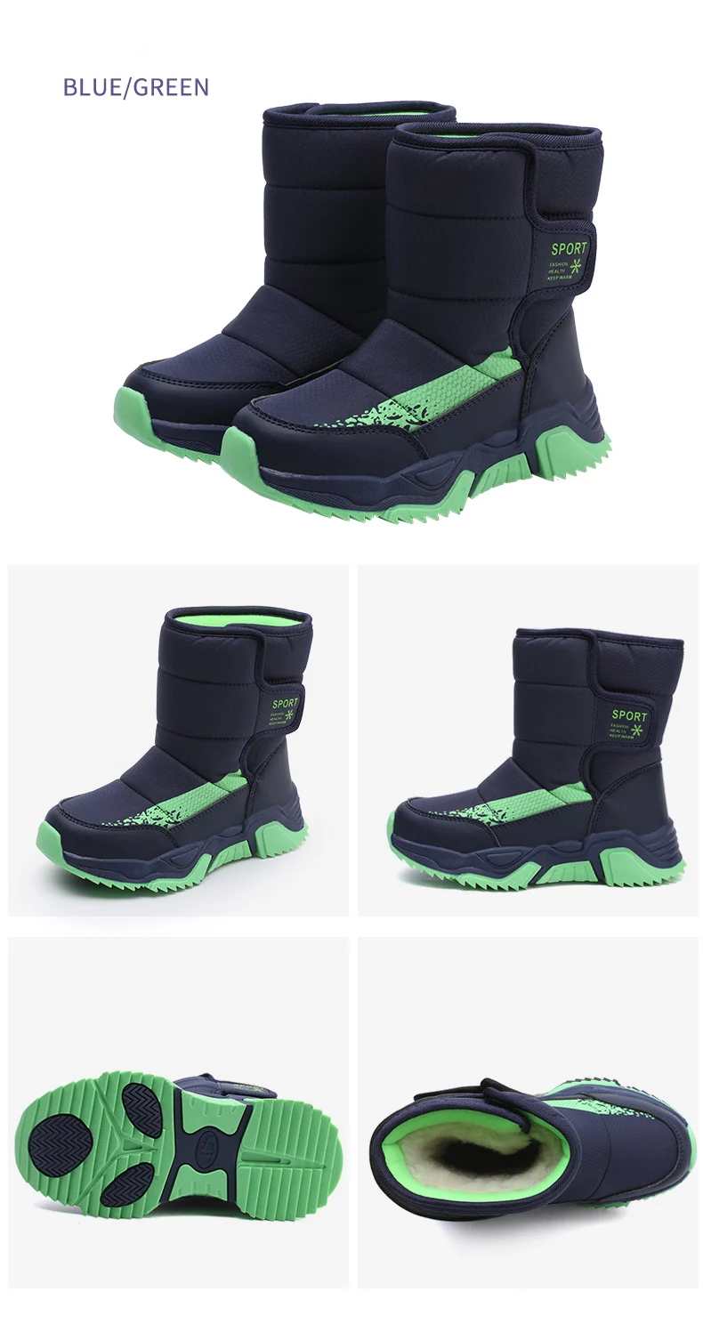 Kinder-Schneestiefel Winter High-Top Kinderschuhe mit Klettverschluss Baumwollschuhe für Schüler Outdoor Bequeme Rutschfeste Stiefel mit Dicker Sohle – Detail 23