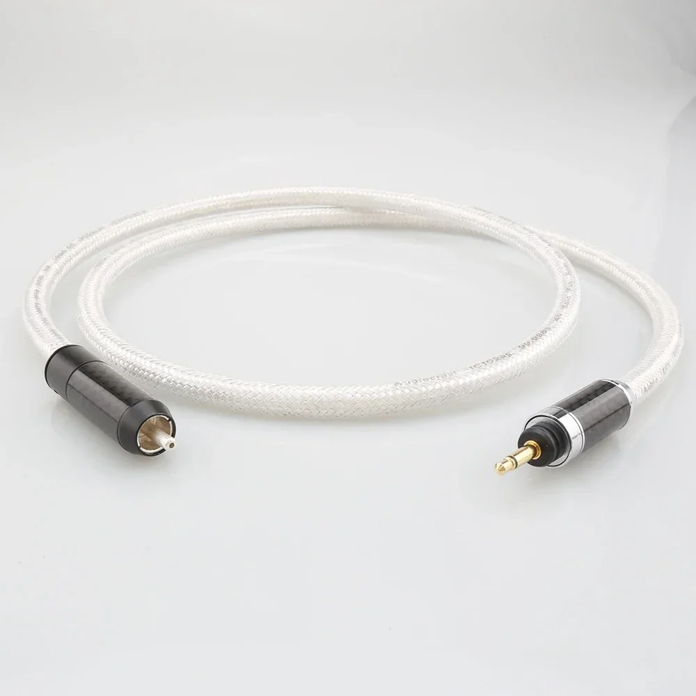 HiFi IC102AG 18awg Pure Solid Silver Cable 3.5mm Plug to Viborg Silver RCA Connector Digital Coxical Cable