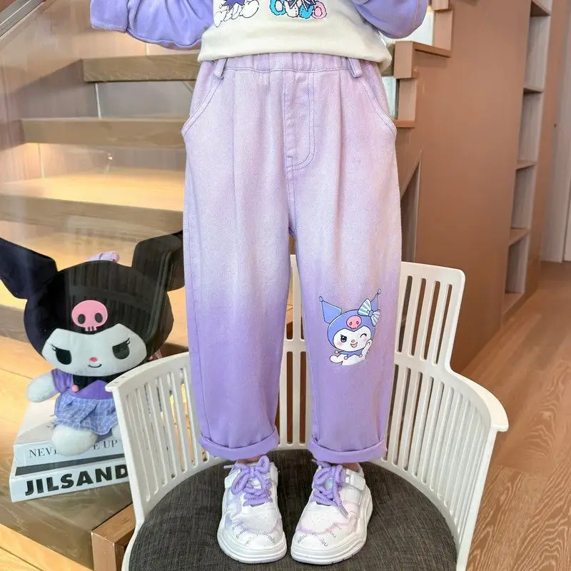 

Girly Heart My Melody Kuromi Anime Kawaii Sanrio Ins Casual Pants Spring Autumn Cute Baby Clothes Pants Gifts for Kids