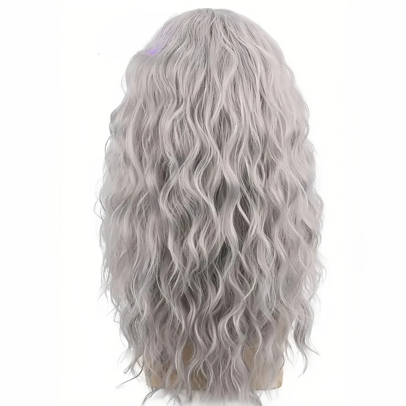 Synthetic Men's Wig Grey Natural Curly Male Wig with Bangs Water Wave Daily or Cosplay for Men Adjustable Wig image 5