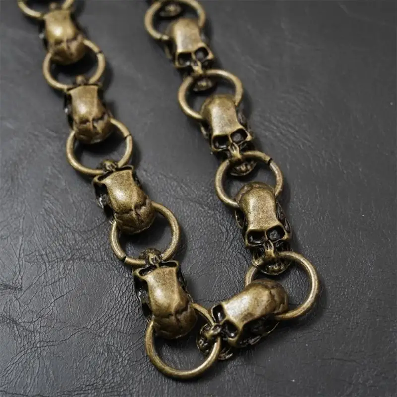 U4LE Cadena pantalones con dije punk Cadena jeans multiusos con cadena cintura para ropa calle con hojas