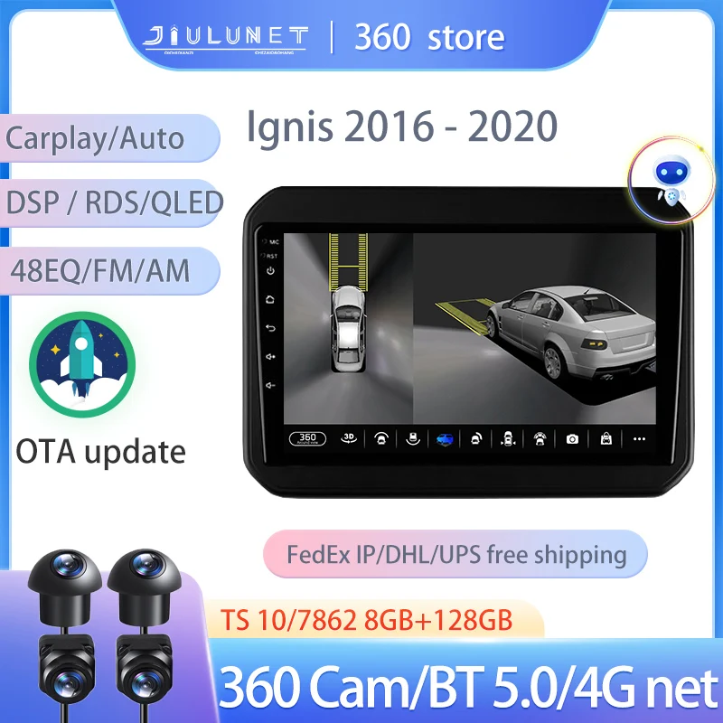 

JIULUNET Smart Stereo Android Auto 360 Cam радио для Suzuki Ignis 2016 - 2020 мультимедийная навигация Carplay