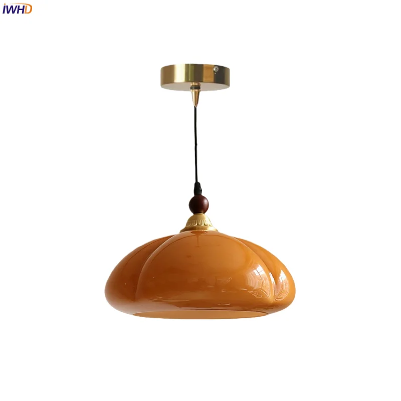 IWHD اليقطين الزجاج LED مصابيح معلقة غرفة نوم المطبخ جزيرة غرفة الطعام الجدول الإضاءة منتصف القرن الحديثة قلادة ضوء Hanglamp #1