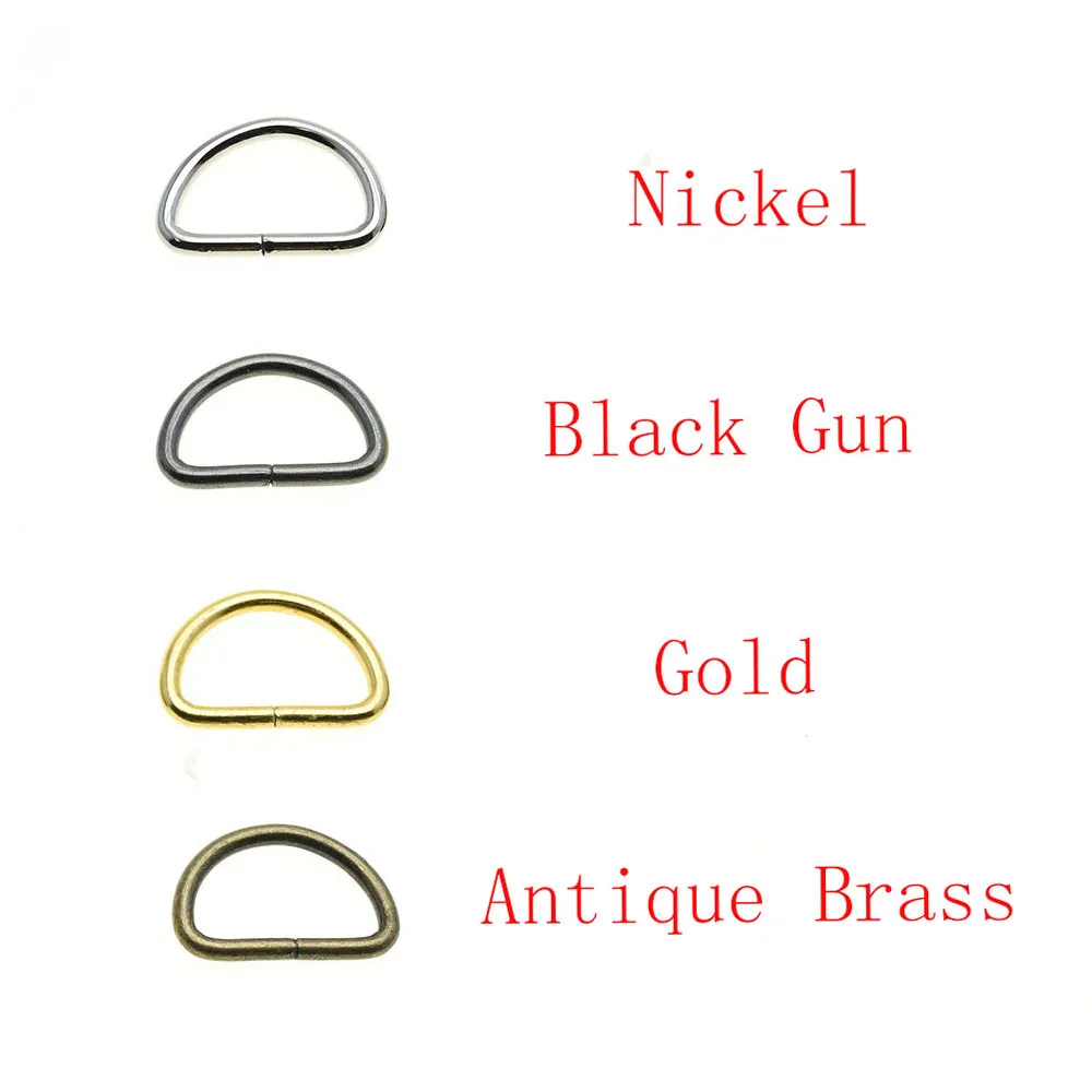 10 Stück/Packung, nicht geschweißt, vernickelt, D-Ring, Halbringbandverschluss, Rucksack-Gürtelschnalle – Detail 3