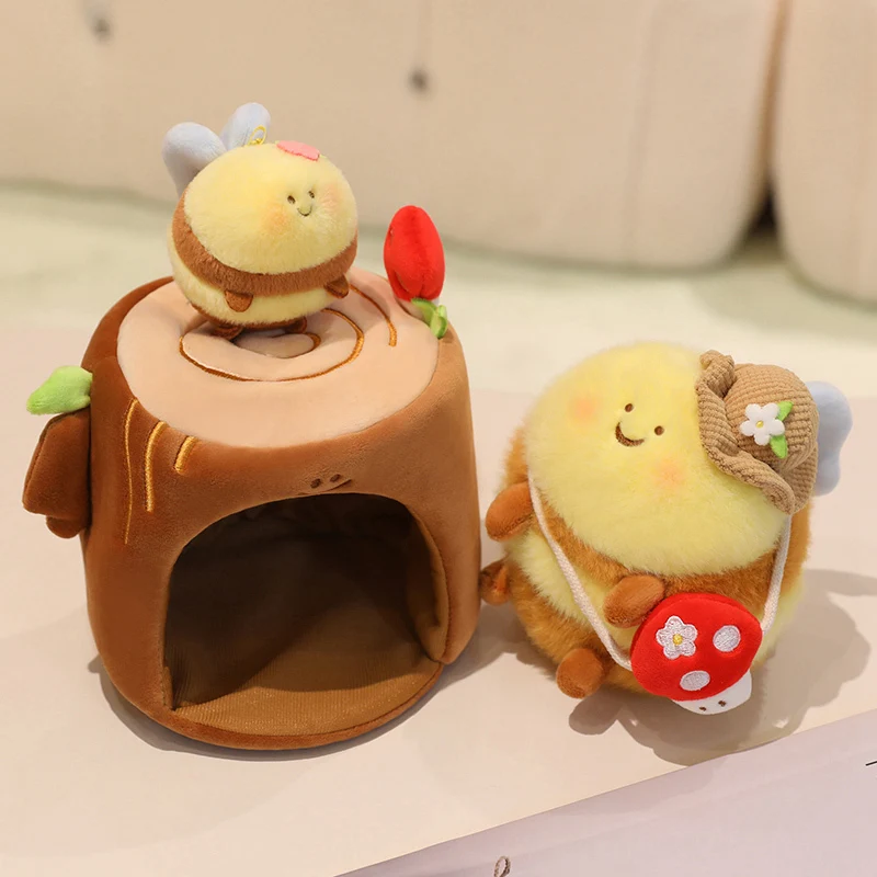 Kawaii Ape Animali Giocattoli di peluche Zaino Chiave Ciondolo Farcito Insetto Ape Morbido Miele Ape Letto bambola Cartone animato Cuscino Regali di compleanno