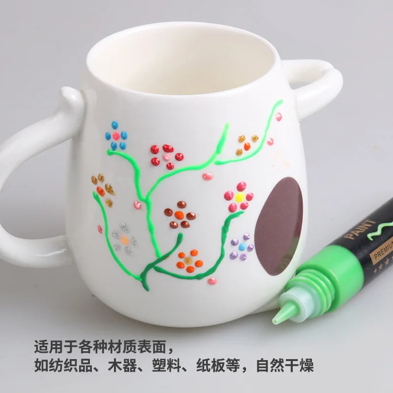 24 Colors 3D Fabric Paint Set Textile Relief Paint DIY Hand Painting Pigment for Fabric Ceramic Wood Plastic Craft Art Supplies