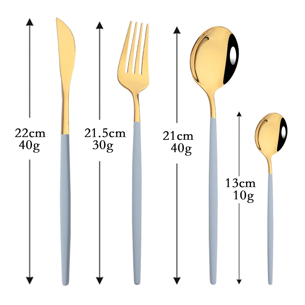 24Pcs Colorful Dinnerware Set Stainless Steel Gold Flatware Knife Fork Teaspoon Silverware Cutlery Set Western Kitchen Tableware