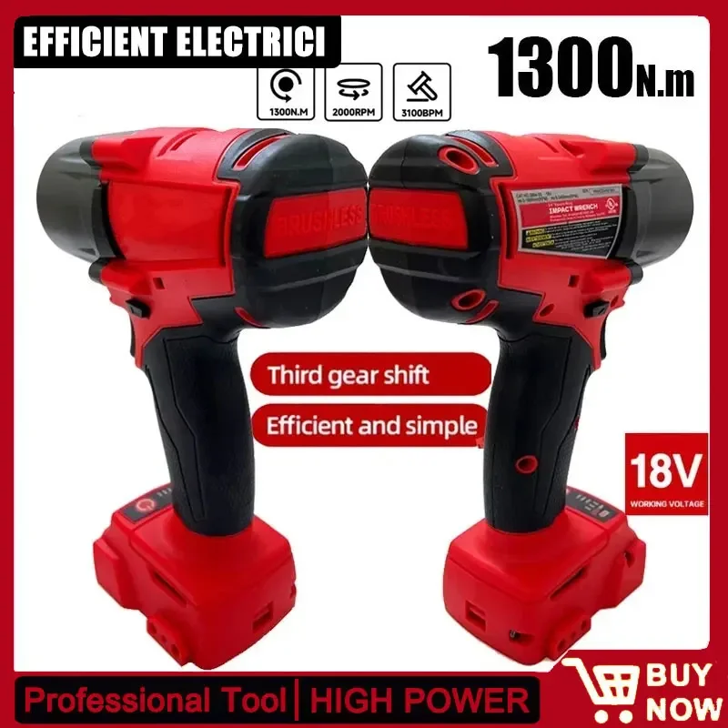 1300NM مفتاح كهربائي لاسلكي عزم دوران كبير فرش تأثير وجع سيارة شاحنة إصلاح أدوات كهربائية لبطارية ميلووكي 18 فولت