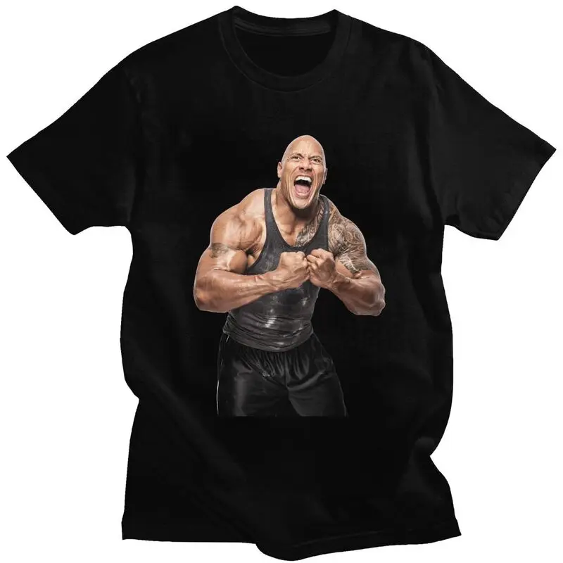 Custom Mens Dwayne The Rock Johnson Meme T Shirts Short Sleeve Cotton Tshirt Classic T-shirt Casual Tee Slim Fit Clothes