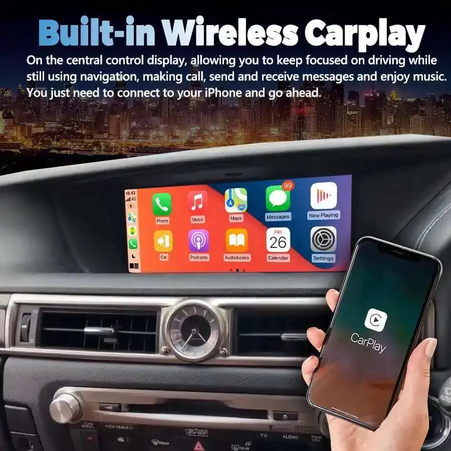 Android 14 Built-in 360 car radio For Lexus GS GS200 GS250 GS300 GS350 GS450 2012-2020 12.3 Inch automatic RHD CarPlay BT Screen - view 6