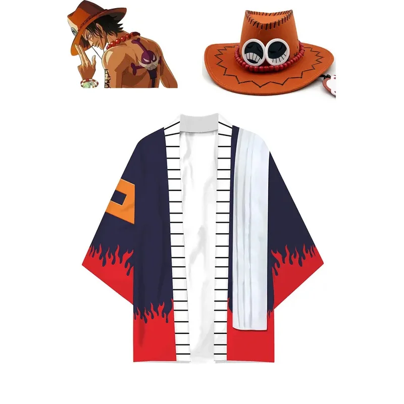 

Portgas Ace Cosplay Fantasia Robe Hat Anime One Cosplay Piece Costume Disguise Adult Men Fantasy Halloween Carnival Party Cloth