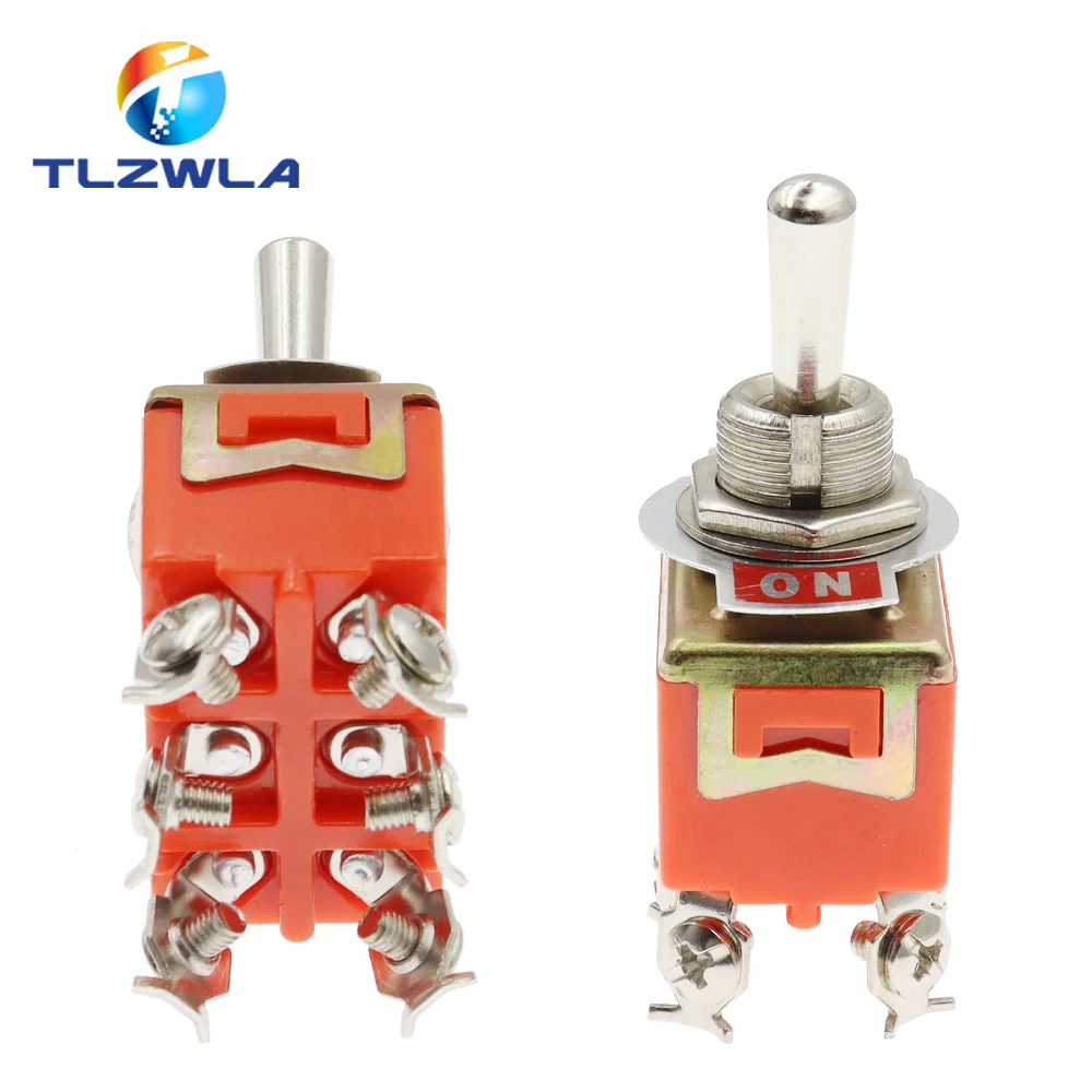 1PCS E-TEN1321 Toggle Switch 6Pin ON-ON Power Switch 15A 250V Rocker Head Switch 12MM