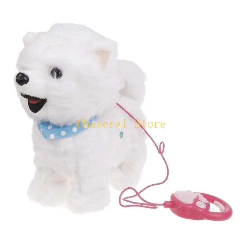E7CE Electric Singing Dog Toy Walking Animal com trela corda Filho filhote cachorro